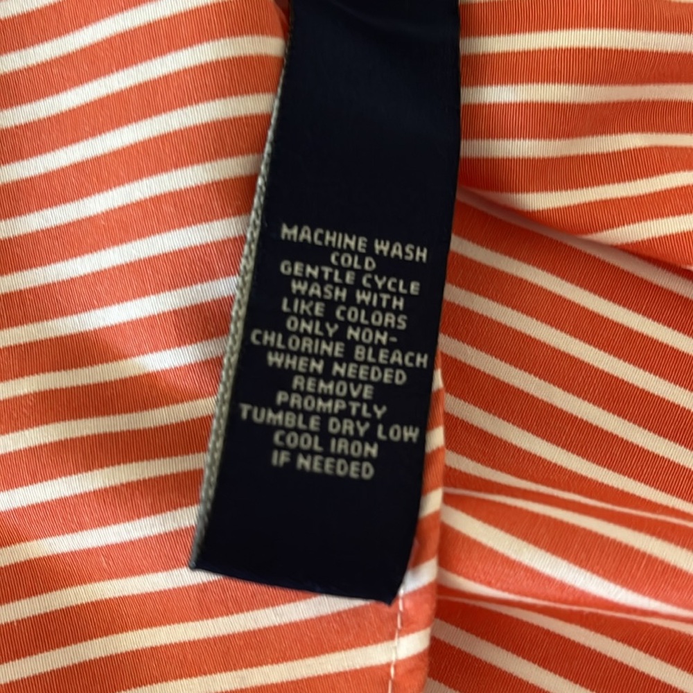 Chaps Ralph Lauren Orange Stripe No Iron Long Sleeve Collar Button Down Shirt XL - Picture 4 of 13
